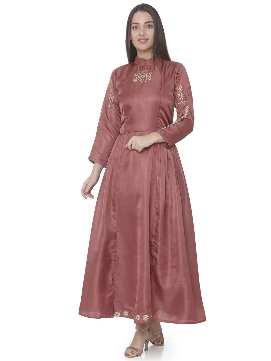 Wine Embroidered Dress