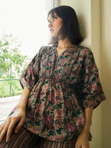 OLIVE DIGITAL PRINTED VISCOSE SATIN WITH HAND EMBROIDERY CO-ORDS SET