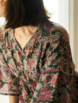 OLIVE DIGITAL PRINTED VISCOSE SATIN WITH HAND EMBROIDERY CO-ORDS SET