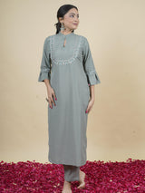Soft Teal Embellished Kurta Set