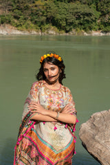 Multi-Color Printed Pure Viscose Handwork Kaftan Dress free size