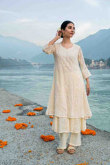 Off-White Embroidered Georgette Anarkali