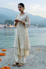 Off-White Embroidered Georgette Anarkali