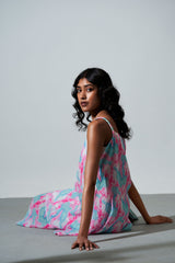 Tie-Dye Viscose Sleeveless Strappy Dress