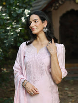 PANKHURI - VISCOSE SILK STRAIGHT KURTA SET WITH DUPPATTA WITH GLITTER CORDING WORK