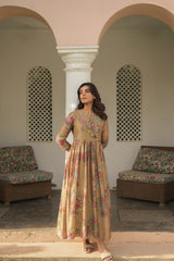 Floral Keyhole Neck Muslin Gown