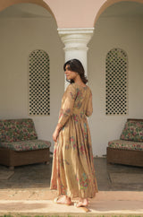 Floral Keyhole Neck Muslin Gown