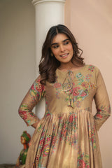 Floral Keyhole Neck Muslin Gown