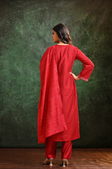 Ruby Radiance Roman Silk Kurta Set With Dupatta