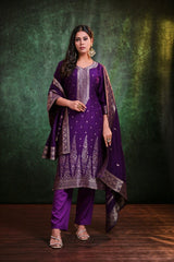 Amethyst Radiance Muslin Kurta Set With Dupatta