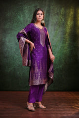 Amethyst Radiance Muslin Kurta Set With Dupatta