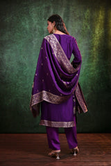 Amethyst Radiance Muslin Kurta Set With Dupatta