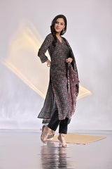 Chanderi Patola V-Neck Suit Set