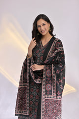 Chanderi Patola V-Neck Suit Set
