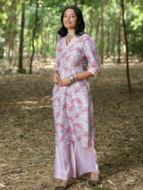 GULABARI - DIGITAL PRINTED KURTA SET ON EMBROIDERD FABRIC WITH HANDWORK NECKLINE