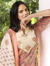 MEHAK - FLORAL PRINT PURE COTTON STRAIGHT KURTA SET WITH MULMUL DUPATTA AND INTRICATE EMBROIDERY WORK