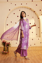 Lavender Breeze Printed Kurti Set