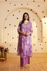 Lavender Breeze Printed Kurti Set