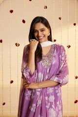 Lavender Breeze Printed Kurti Set