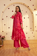Raspberry Charm Printed Kurti Set