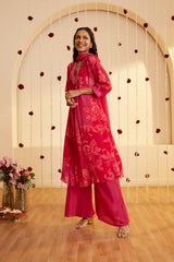 Raspberry Charm Printed Kurti Set