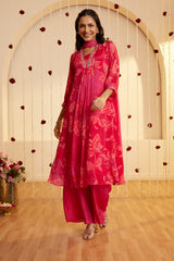 Raspberry Charm Printed Kurti Set