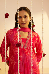 Raspberry Charm Printed Kurti Set