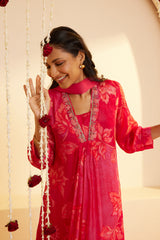 Raspberry Charm Printed Kurti Set