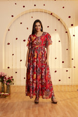 Meridian Matte red Chinnon-chiffon dress