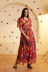 Meridian Matte red Chinnon-chiffon dress