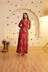 Red Regalia Chinnon-chiffon dress