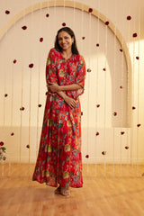 Red Regalia Chinnon-chiffon dress