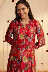 Red Regalia Chinnon-chiffon dress