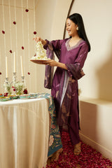 Magenta Purple Vishakha Silk Kurti Set with Chanderi Dupatta