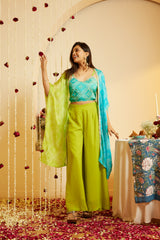 Neon Aqua Bloom Shrug Trio