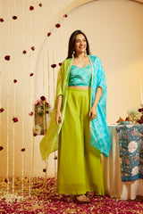 Neon Aqua Bloom Shrug Trio