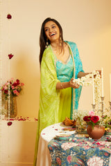 Neon Aqua Bloom Shrug Trio