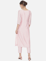 Light Pink Embroidered  Chanderi Kurta Set