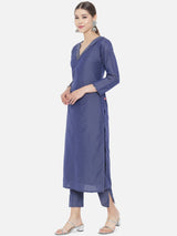 Purple Solid Banarasi Viscose A-Line Kurta Set