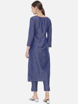 Purple Solid Banarasi Viscose A-Line Kurta Set