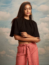 Black and Pink Checks Print Viscose Blend Straight Co-Ords Set