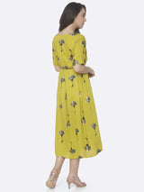 Lemon Printed Cotton A -Line Dress | Rescue