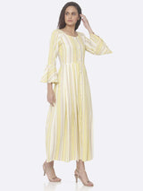 Yellow Printed Cotton A-Line Dress Plus Size | Rescue