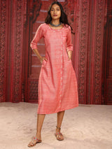 Pink Embroidered Rayon A-Line Dress | Rescue