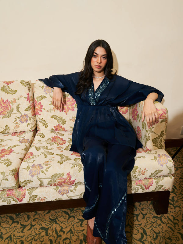 Midnight Blue Glass Tissue Co Ord Set