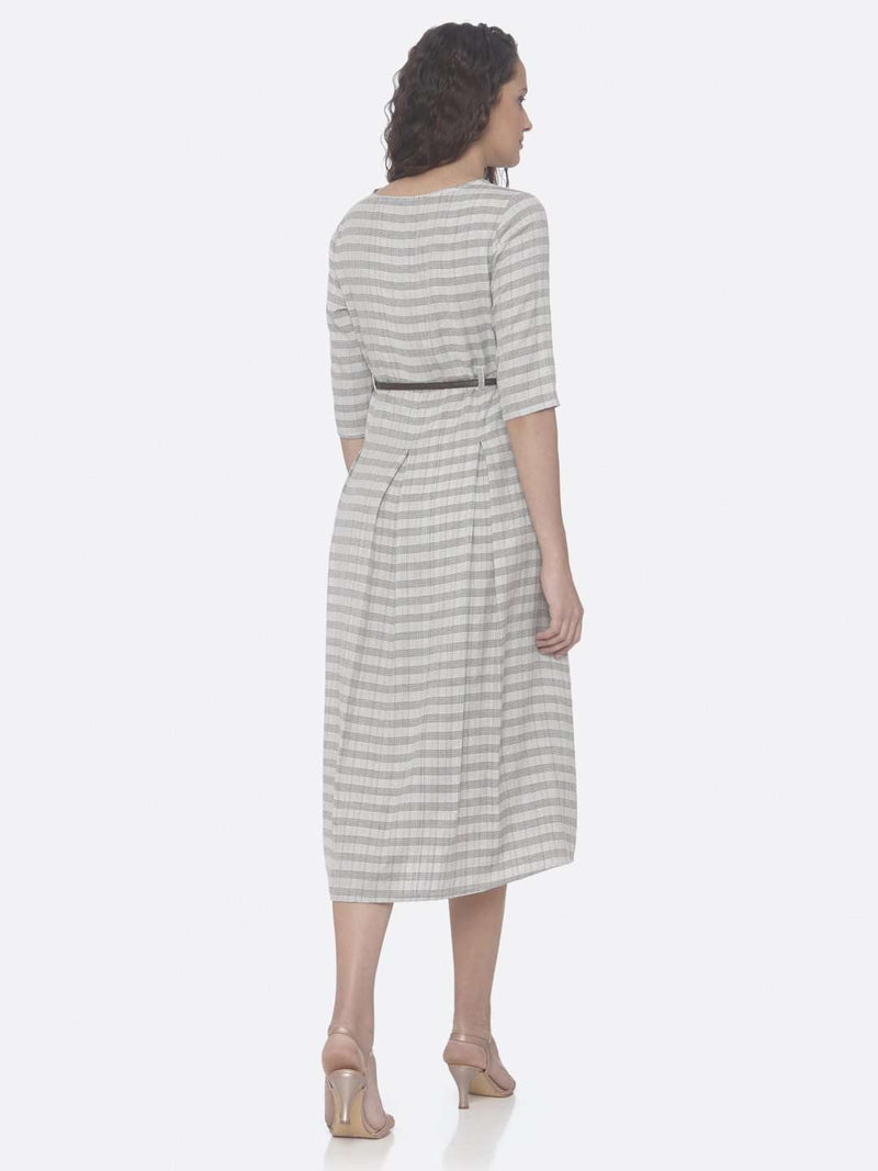 Grey Printed Cotton A-Line Dress | Rescue
