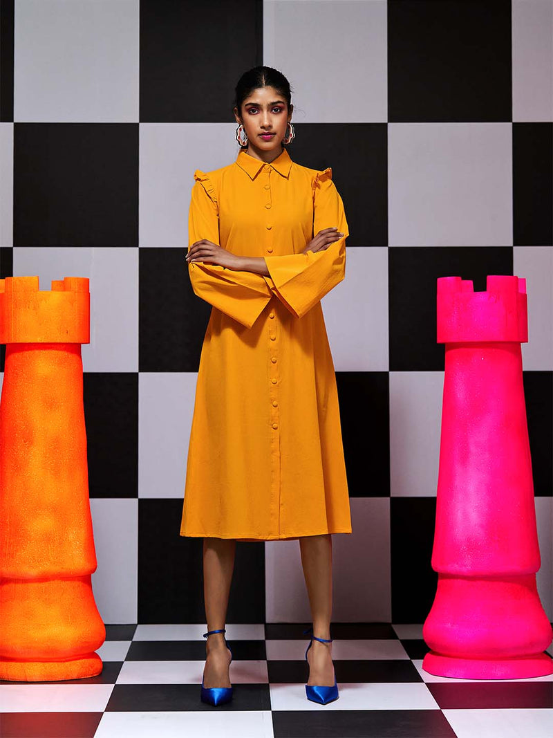 Mustard midi dress