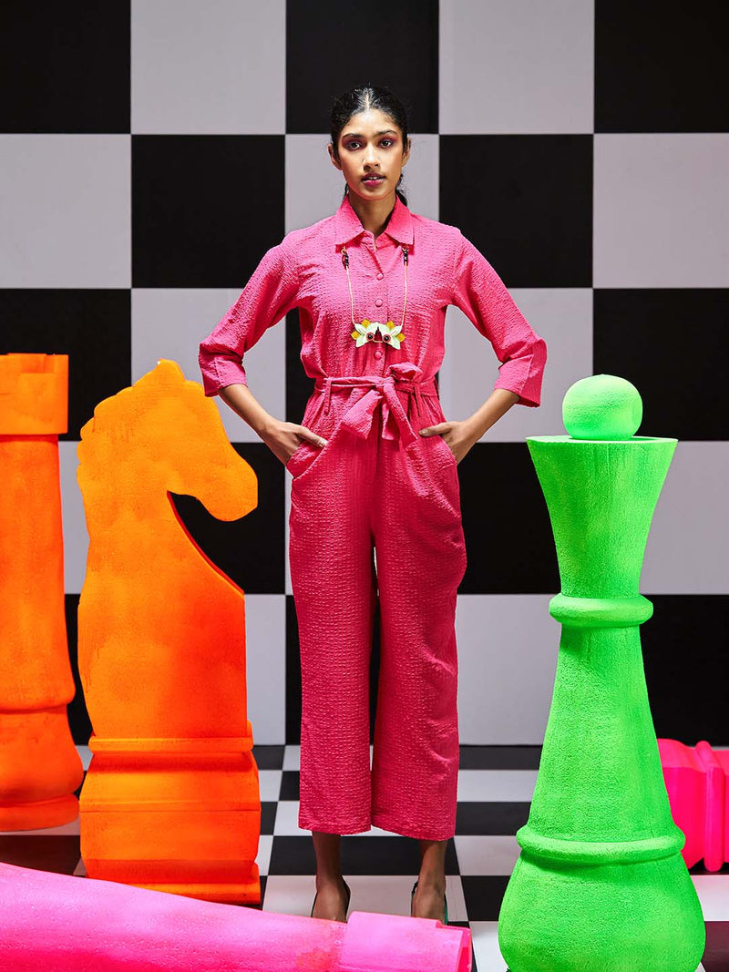 solid flamingo jumpsuit
