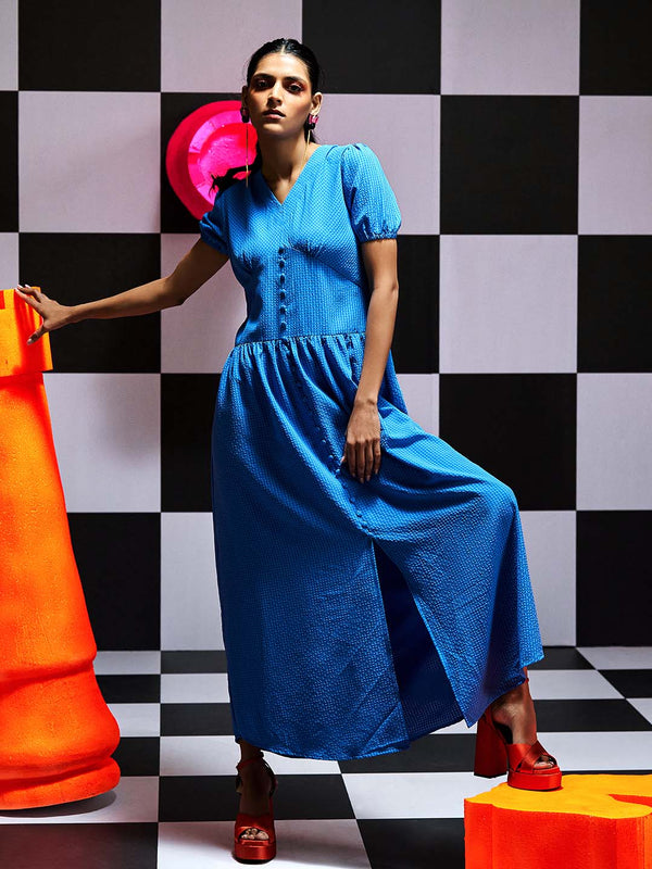 The Bold In Blue Midi Dress