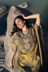 Mehendi Green Printed Pure Viscose Handwork Kaftan Dress